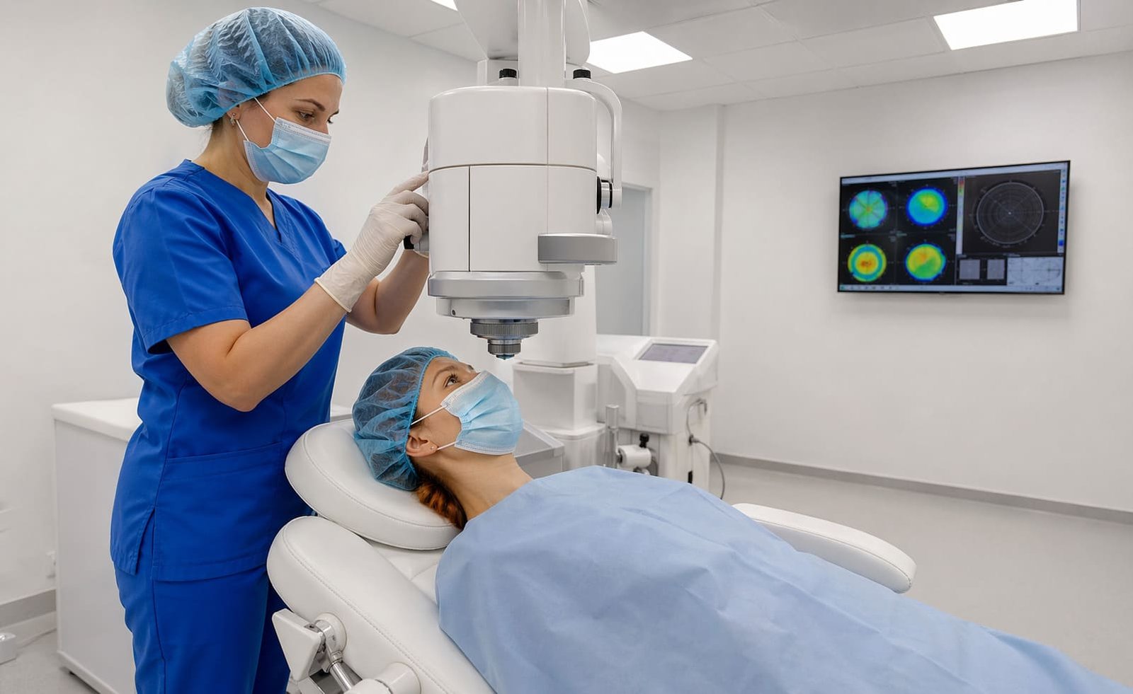 Keratoconus Patient Preparation In Chair – Illustrative Image