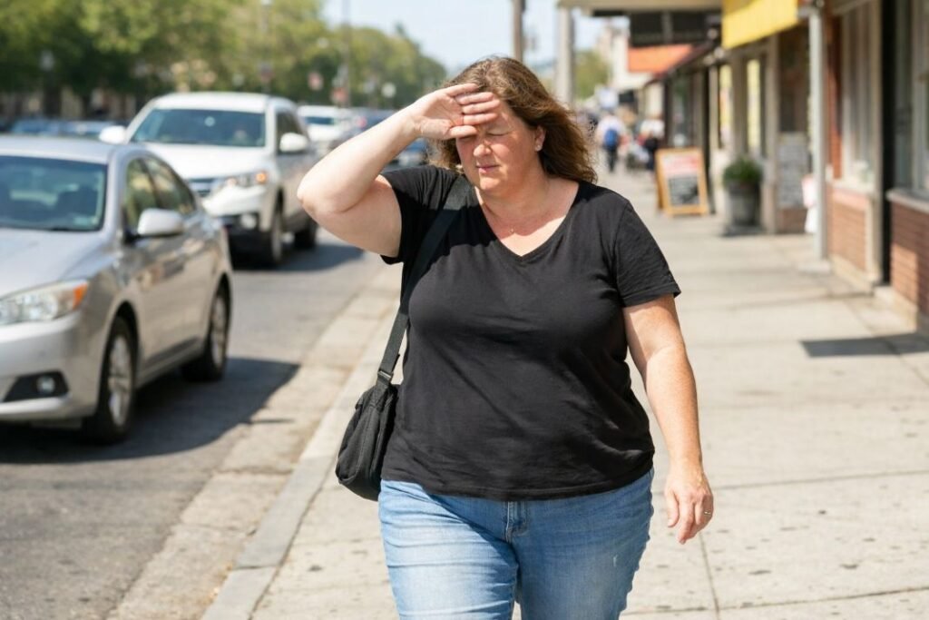 A photo of a person uncomfortable with the suns glare cataracts