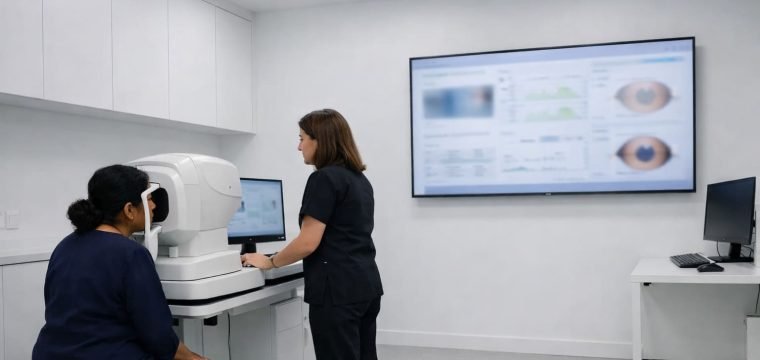 Cataract Biometry Imaging with Lens Calc Set Up - Illustrative Image
